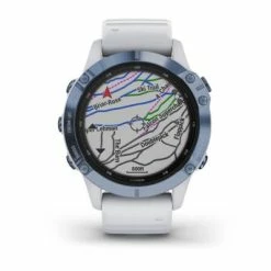 Montre GPS Garmin Fenix 6 Pro Solar Titane Bleue Cobalt Bracelet Blanc. -Pas Cher périphériques de vélo de route Magasin fenix pro solar titane 4 big