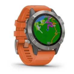 Montre Sport Garmin Fenix 6 Sapphire Titane Silver Bracelet Orange -Pas Cher périphériques de vélo de route Magasin fenix6sapphire04 z