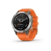 Montre Sport Garmin Fenix 6 Sapphire Titane Silver Bracelet Orange -Pas Cher périphériques de vélo de route Magasin fenix6sapphire05 z