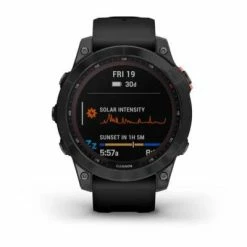 Montre GPS GARMIN FENIX 7 SOLAR Gray Bracelet Noir -Pas Cher périphériques de vélo de route Magasin montre sport fenix 7 solar face big